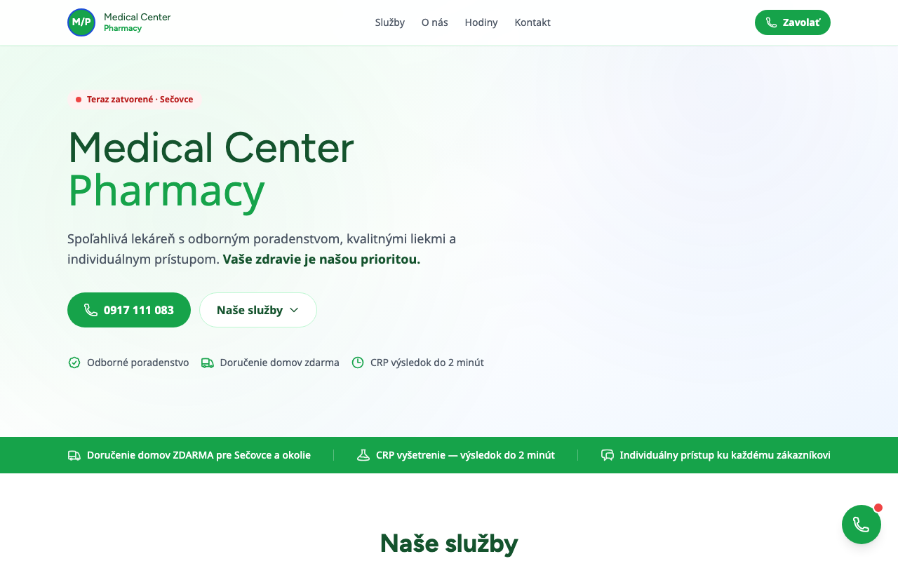 Náhľad webu Medical Center Pharmacy