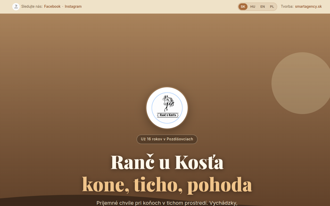 Náhľad webu Ranč u Kosťa