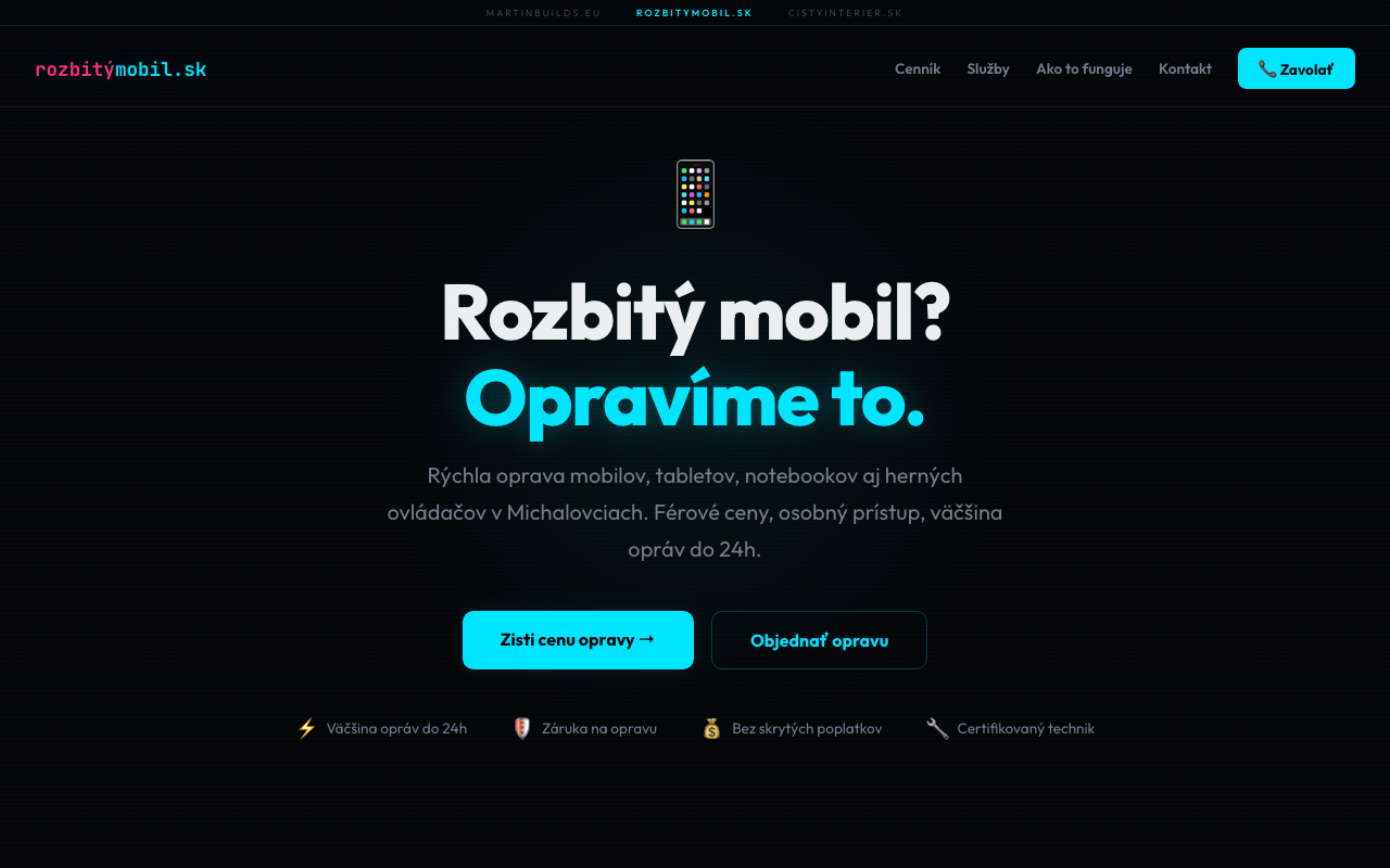 Náhľad webu Rozbitý mobil